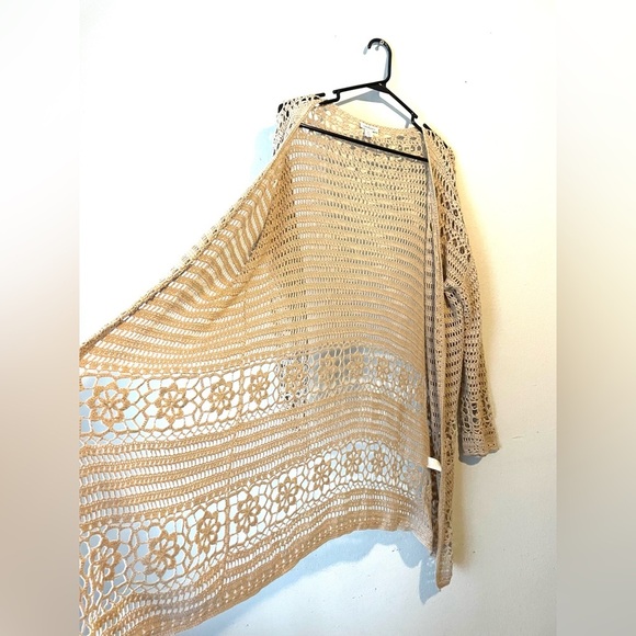 Sundance Catalog Tan Crocheted “Fosette Cardigan” Size X-Small Oversized - Picture 5 of 8